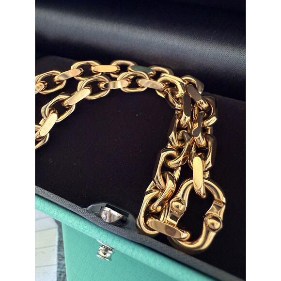 NEW Tiffany Co SOLID 18k Rose Gold Makers Heavy Chain Bracelet Sz LARGE Receipt* - Picture 5 of 16